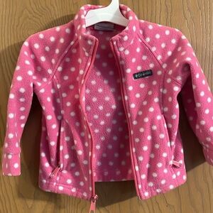 Columbia Pink and White Polka Dot Zipper Jacket